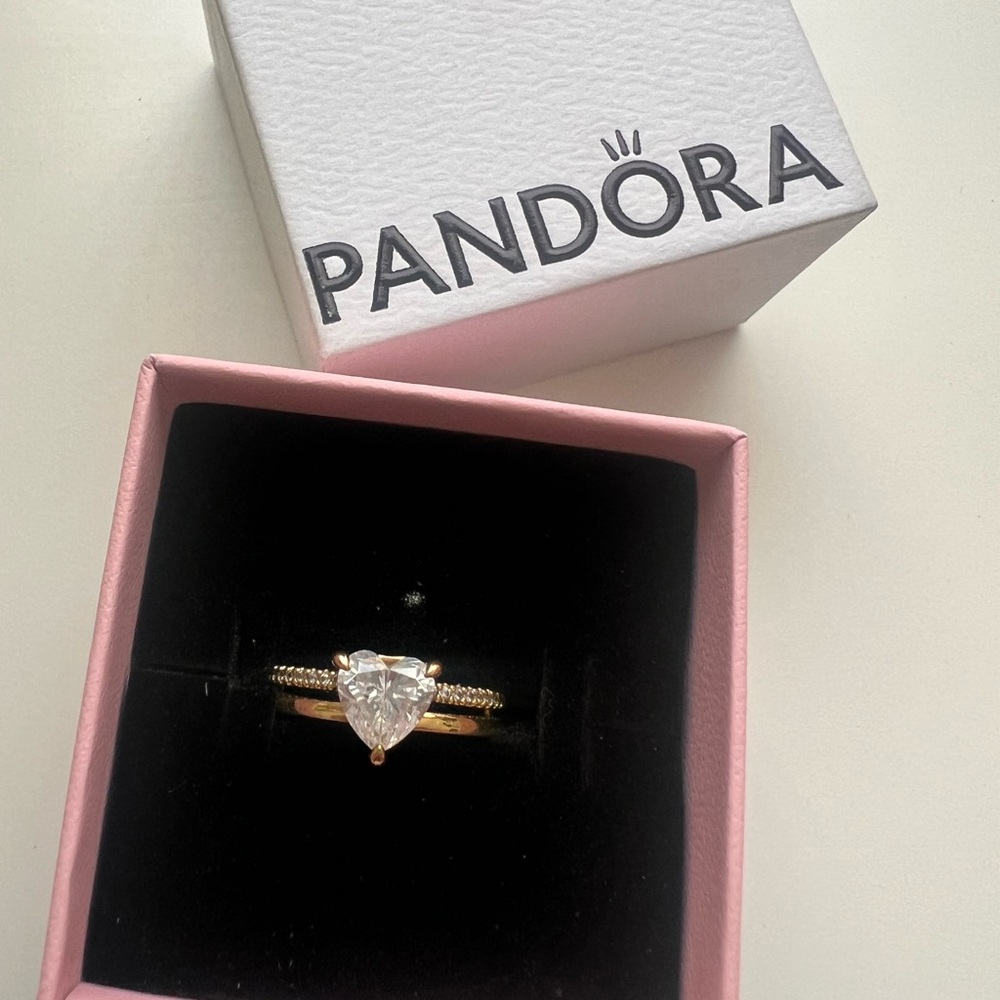 Pandora Gold Heart-Shaped Ring size 6